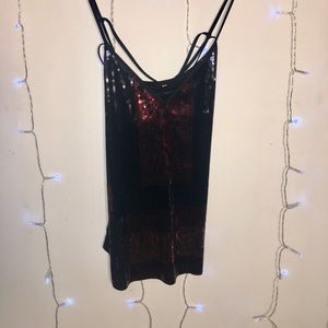 Express Sequined Striped Strappy Tank